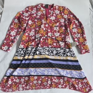 Taylor Pink Multi Floral Long Sleeve A-Line Dress - 8